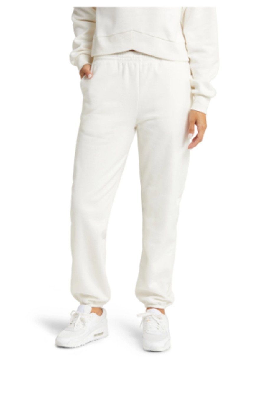 Beyond Yoga On the Go Cotton Blend Joggers in Fresh Snow XL NWT
